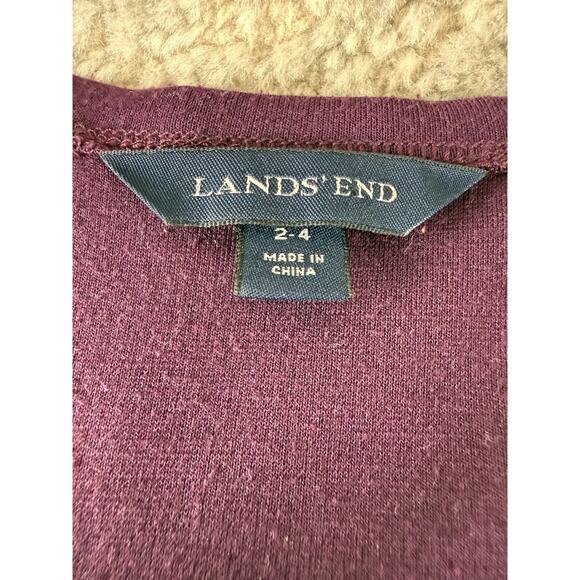 Lands End Size 2-4 Faux Wrap Mini V Neck Dress Purple 3/4 Sleeve Pullover - Picture 6 of 8